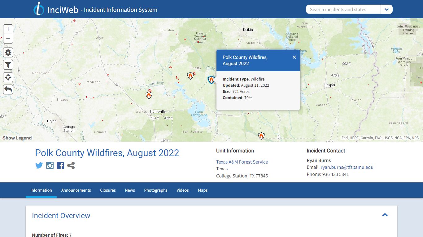 Polk County Wildfires, August 2022 Information - InciWeb the Incident ...